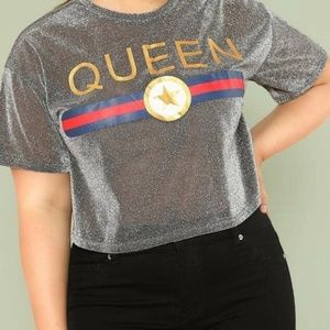 1x Sliver Glitter Croptop